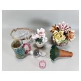 Hand-blown glass mug, art glass lily lampshade,