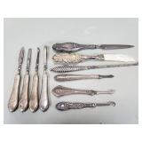Group of Sterling handled items, letter opener,