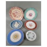 Floral porcelain plates and a resin "Daddy and