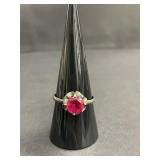 Vintage Mexico silver ring with faceted gemstone