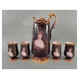 Porcelain  portrait pitcher and  4