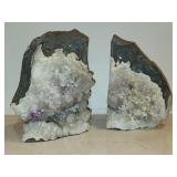 Large split amethyst geod bookends