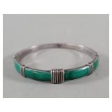 Vintage silver and malachite bracelet