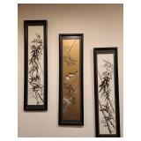 3 vintage hand painted brushed art