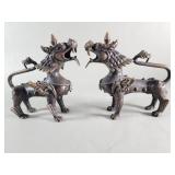 Pair of vintage bronze foo dogs