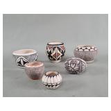 Six signed Native American pottery vessels