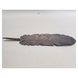 Signed vintage bronze feather sculpture