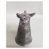 Vintage silverplate wolf head stirrup cup
