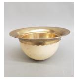 Mid-century ostrich egg bowl with brass insert