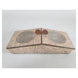 Vintage mosaic tile, brass & wood trinket box