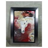 Signed lacquer & enamel on board