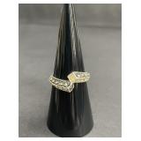 Sterling ring with marcasite & gold-tone accents