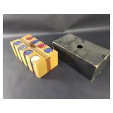 Vintage poker chip caddy and chips