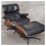 Herman Miller Eames-style faux leather lounge