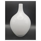 Vintage hand-blown white cased art glass vase