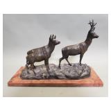 Signed C. Sadek bronze sculpture on marble base