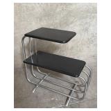Lloyd Art Deco chrome & wood  tiered side table
