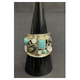 Sterling silver multi-stone ring