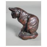 Vlintage signed Barye bronze cat paperweight