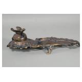 Antique Art Nouveau brass inkwell