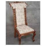 Antique carved walnut upholstered prie-dieu