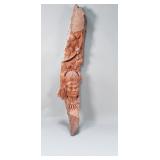 Signed Native American hand carved wood wall