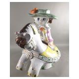 Vintage terracotta woman and horse figurine