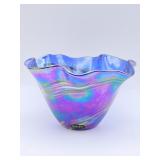 Glass Eye Studio iridescent blue hand-blown