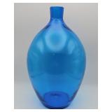 Vintage hand-blown blue art glass bottle vase