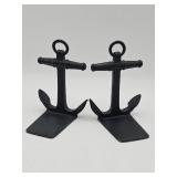 Pair of blackened brass anchor bookends