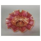 Bohemian ruby red ruffled bowl