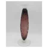 Vintage hand-blown frosted amethyst etched art