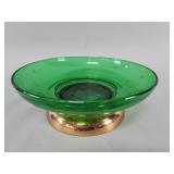 Mid-century starburst emerald green glass bowl