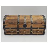 Vintage rustic wood chest with three drawers and