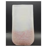 Hand-blown opalescent white art glass tapered