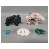 Group of ceramic, malachite, turquoise, Bakelite