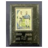 Babe Ruth & Lou Gehrig plaque with Topps card