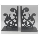 Pair of cast iron scrollwork bookends