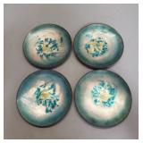 Four Mid-century Modern enameled copper dishes