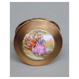 Limoges porcelain & gold-tone bronze compact