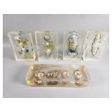 Group of MCM lucite floating bubble bookends and