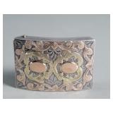 Sterling silver and 18k gold belt buckle