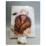 Signed Aurelio oil painting of a Native American