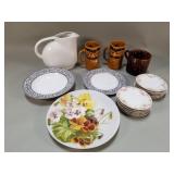 Group of porcelain and ceramic plates, mugs,