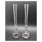 Pair of vintage hand-blown pale pink