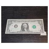 1969D US $1 bill error; butterfly fold error