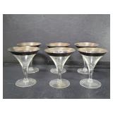 Mid century silver band rim martini glasses