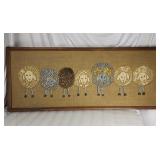 Mid-century handmade textile sheep artwork