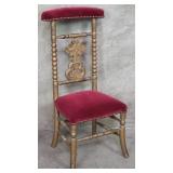 Vintage French-style carved wood  prie-dieu chair