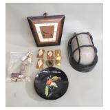 Box of miscellaneous items , light fixture,